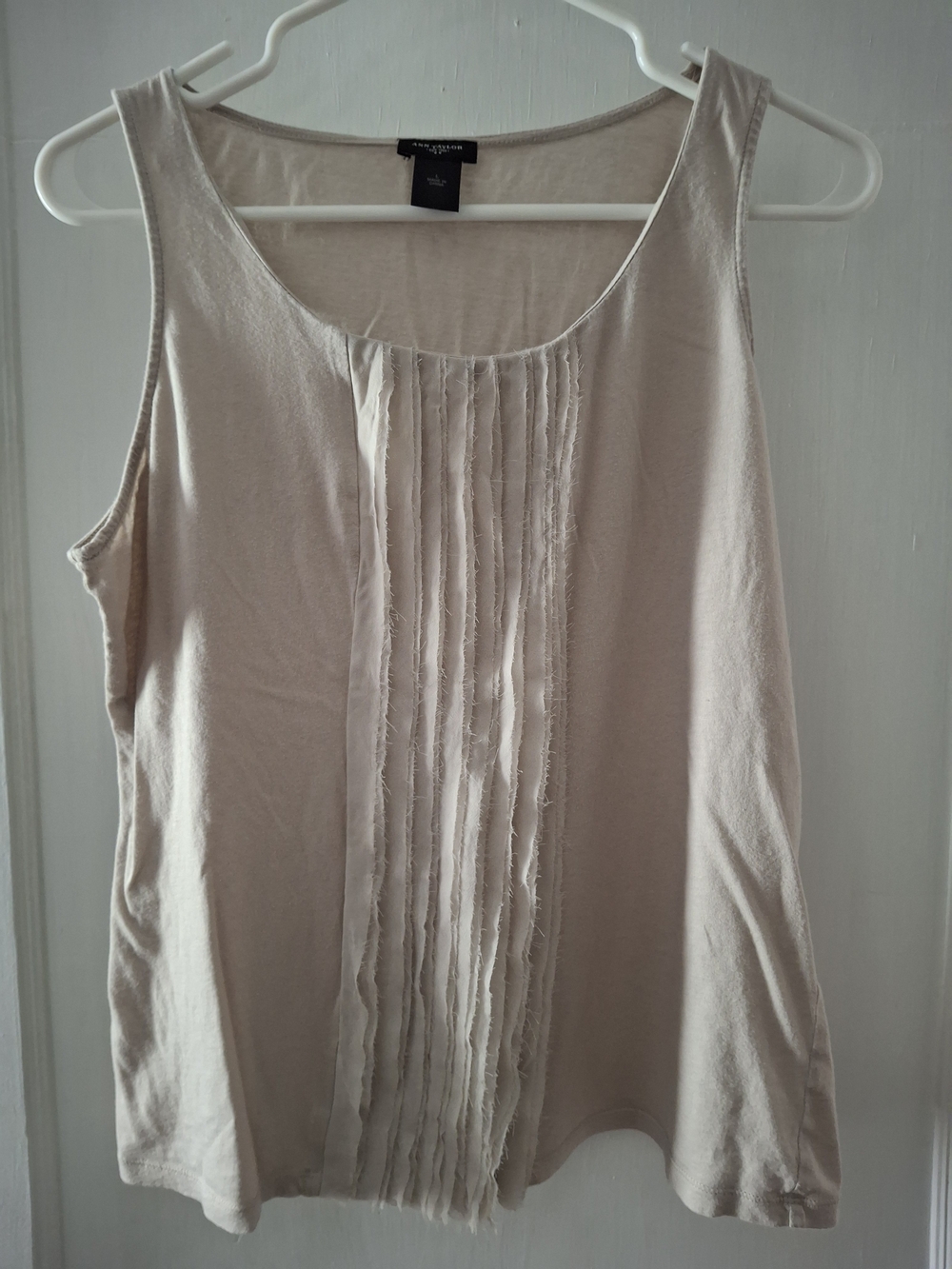 Ann Taylor Beige Pleated-Front Tank Top